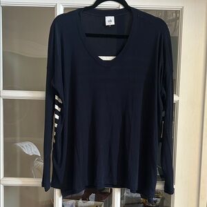 Gilli Deep Blue Long Sleeve V-Neck Top